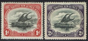 PAPUA 1901 LAKATOI BRITISH NEW GUINEA 1D AND 2D VERTICAL WMK