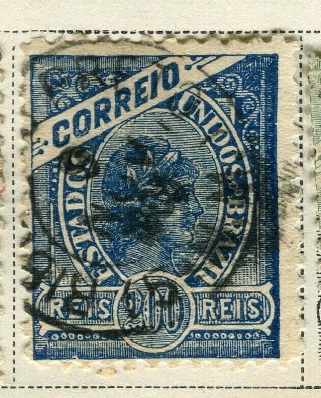 BRAZIL; 1894-97 early definitive Liberty issue used 200r. value