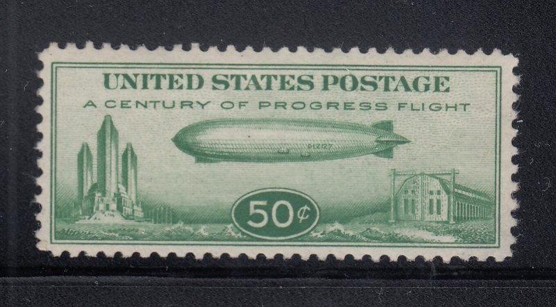 C18, 50¢ Zeppelin, Mint LH, VF+, Scott $45