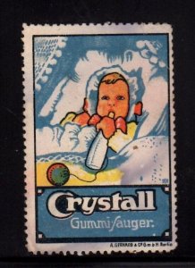 German Advertising - Crystall Brand Baby Bottle Rubber Nipple, Baby in Bonnet