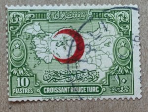 Turkey 1928 10pia Map and Crescent, used. Scott RA5, CV $0.60