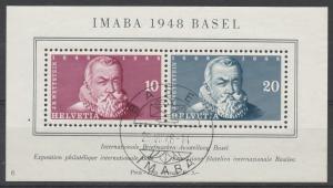 SWITZERLAND 1948 IMABA EXHIBITION MINATURE SHEET USED