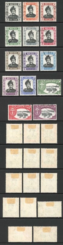 Brunei SG100/13 1952 Set of 14 CDS Used Cat 20 pounds