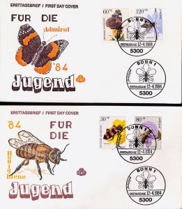 pz22, Germany FDC 1984 butterflies and insects