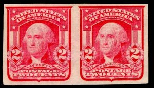 US Stamp #320 PAIR 2c Washington Imperf MINT Hinged SCV $32.50