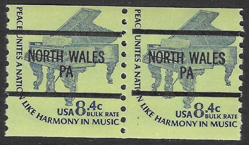MNH US Bureau Precancels: PA; North Wales #1615Cd–87 8.4¢ Americana Gap Pair
