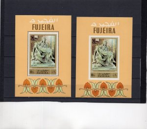 FUJEIRA 1972 SCULPTURE BY MICHELANGELO PIETA SET OF 2 S/S MNH