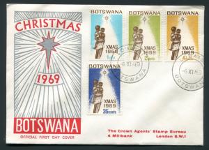 1969 Botswana Multi Franked Christmas FDC