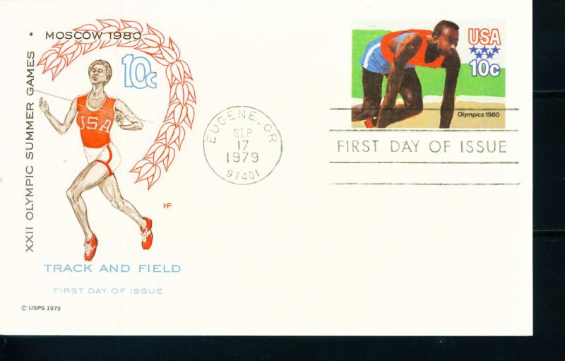 US Sc# UX80 FDC Olympic Sprint Runner Sports HF Farnam