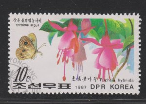 North Korea 2643 Butterflies and Flowers 1987