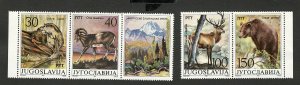 YUGOSLAVIA-MNH-SET-FAUNA-WILD ANIMALS-BEAR-DEER-1987.