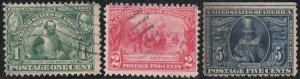 US #328 - 330 SCV $40.00 F/VF used set, choice light cancels, a very fresh se...