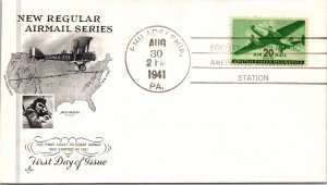 NEW REGULAR AIRMAIL SERIES 20c JACK KNIGHT FLIGHT CACHET FIRST DAY COVER 1941