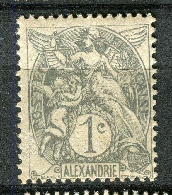 FRENCH COLONIES; ALEXANDRIE early 1900s Blanc Type Mint hinged 1c. value