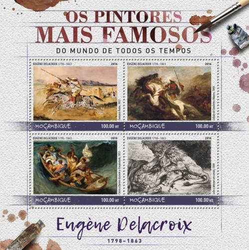 MOZAMBIQUE - 2016 - Painters. Eugene Delacroix - Perf 4v Sheet - MNH