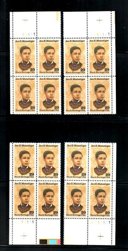 Scott # 2567  29 cent  Black Heritage  Matched Set of 4 Plate Blocks MNH Fresh