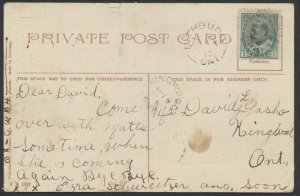 1912 Nithburg (Perth) Ont and Kingwood (Waterloo) Ont Split Rings on Post Card