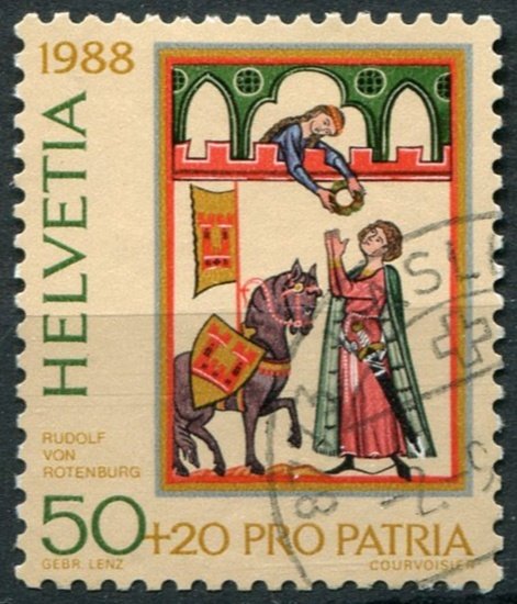 Switzerland Sc#B543 Used, 50c+20c multi, Pro Patria 1988 (1988)