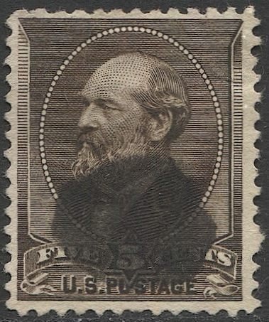 US 1882  Sc 205 5c brown Used Garfield F-VF, cv $15