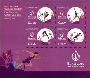 Azerbaijan Scott #1083 2015 MNH S/S of 4 Sports of European Games Baku
