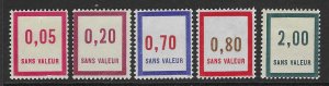 France 1980s Test Stamps (5) Mint Hinged - S32641