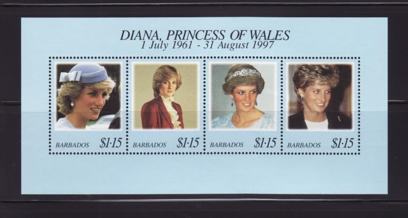 Barbados 950 Set MNH Princess Diana