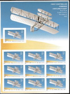 US #3783, 37c First Powered Flight, Sheet - VF mint never hinged, fresh   STO...