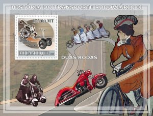 MOZAMBIQUE 2009 SHEET HISTORY OF ROAD TRANSPORT MOTORCYCLES BICYCLES #2 moz9107b