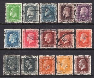 New Zealand 1915-22 GV 15 Stamps FVF Used