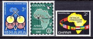 Ghana 1961 African Freedom Day Complete Mint MNH Set SC 92-94