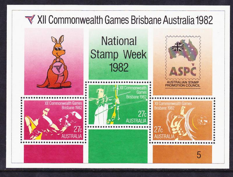 Australia 1982 Commonwealth Games SS Overprint ASPC MNH