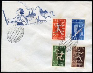 Lithuania #B47-50, 1938 Boy Scouts overprints, set of four on cacheted cover,...