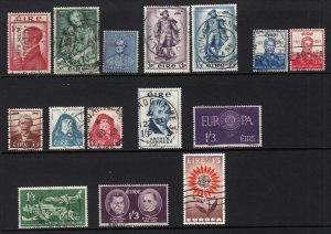 Ireland 1953-64 Group of 15 Better Used Stamps Singles + Sets CV$160