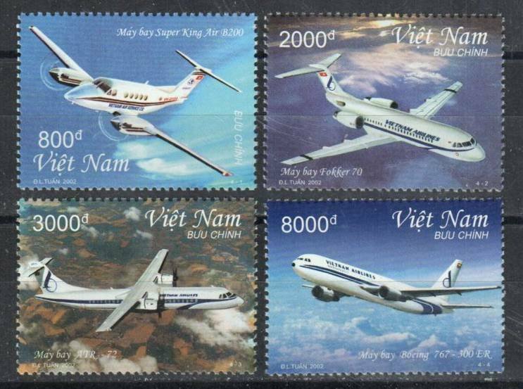 Viet Nam, North Stamp 3148-3151  - Passenger aircraft