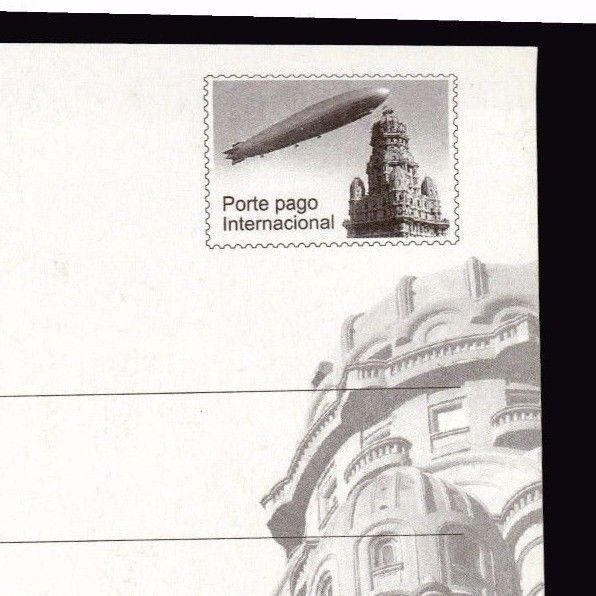 URUGUAY STATIONERY CARD AIRCRAFT ZEPPELIN FLYING OVER MONTEVIDEO CITY IN 1934