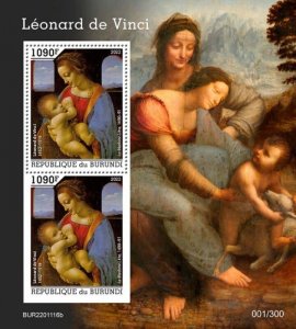 Burundi - 2022 Artist Leonardo da Vinci - 2 Stamp Souvenir Sheet - BUR2201116b