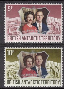 BRITISH ANTARCTIC 1972 Silver Wedding; Scott 43-44, SG 42-43; MNH