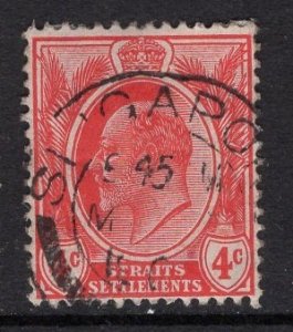 Straits Settlements  #131  used  1907  Edward VII  4c carmine