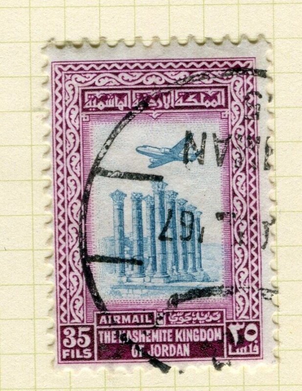 JORDAN; 1950s early King Hussein Airmail issue fine used 35f. value