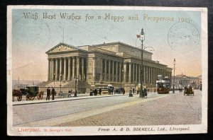 1904 Liverpool England Picture Postcard Cover To Newfoundland St George Hall