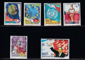 Malta # 730-735, National Independence 25th Anniversary, Mint NH, 1/2 Cat.