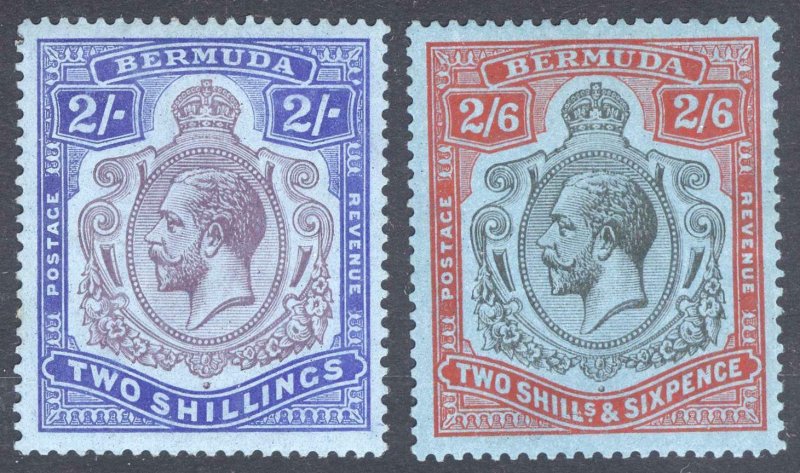 Bermuda 1927 2s-2s6d KeyPlate WmkScript SG 52-53 Sc 50-52 LMM/MLH Cat£108($140)