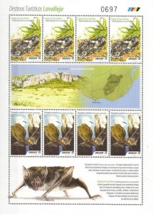 Uruguay 2014 Fauna Bats Frogs map mount sheetlet of 4 sets with label MNH