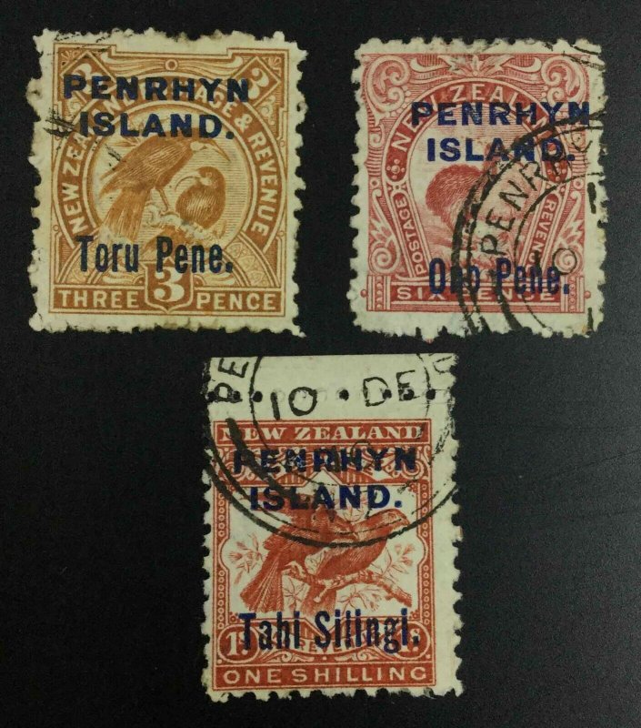 MOMEN: PENRHYN COOK ISLANDS SG #14-16a 1903 USED £137 LOT #63591