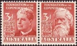 Australia 1951 Sc#241a 3d Red Joined Pr Barton/Parkes MNH-VF.