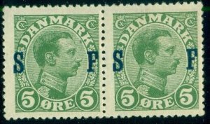 DENMARK #M1 (168) 5ore Military Stamp Pair, og, NH, VF, Scott $76.00