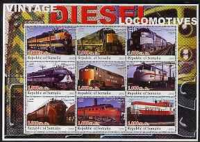 SOMALIA - 2002 - Vintage Diesel Locos #1 - Perf 9v Sheet - M N H - Private Issue