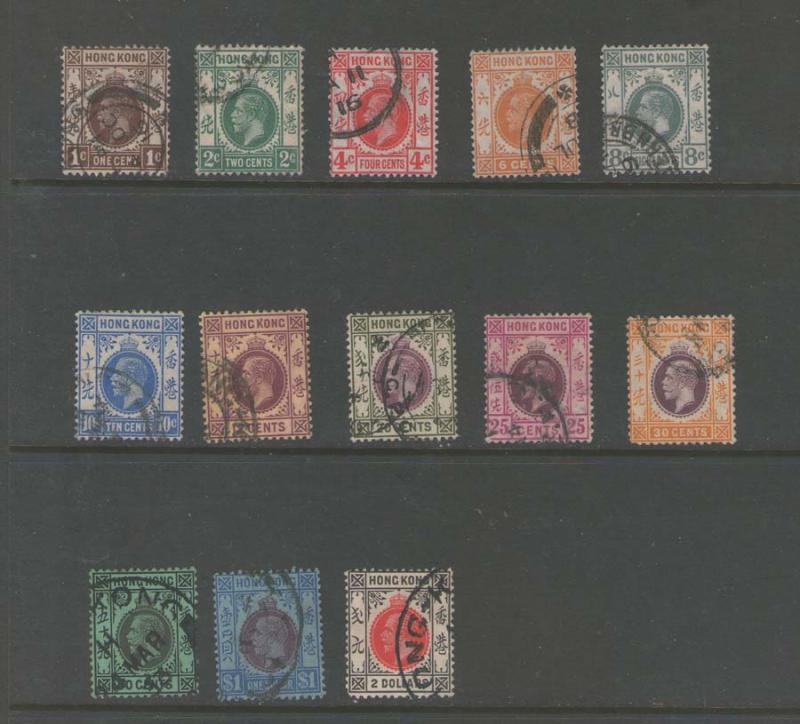 China Hong kong 1912 Sc 109-118,119a-121 FU