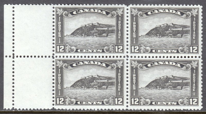 CANADA  — SCOTT 174 — 1930 12¢ CITADEL AT QUEBEC — MH/MNH — BLOCK/4 — SCV $165