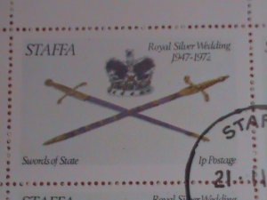 STAFFA-SCOTLAND STAMP:1972 AIRMAIL- ROYAL SILVER WEDDING-CTO MNH SHEET